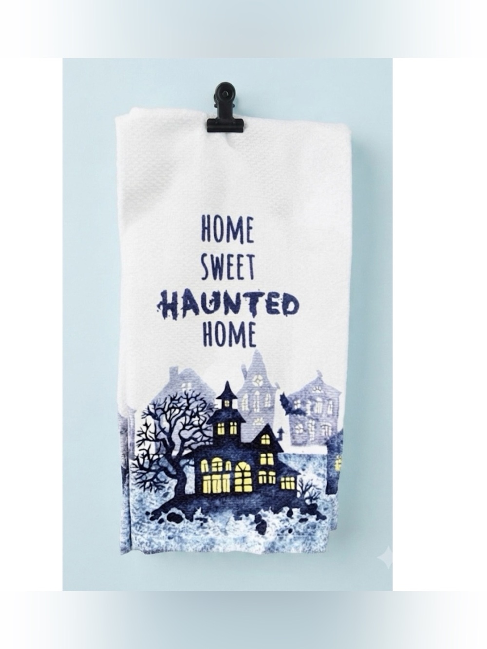👀 GOTHIC HALLOWEEN SPOOKY DECOR *HOME SWEET HAUNTED HOME* KITCHEN TOWELS 2 SET